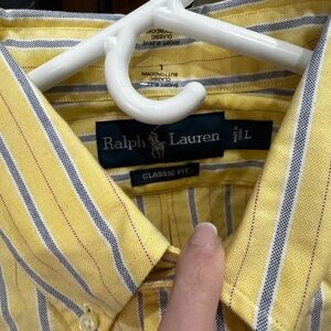 New nwt Lauren Ralph Lauren Yellow and Blue Striped Shirt Large